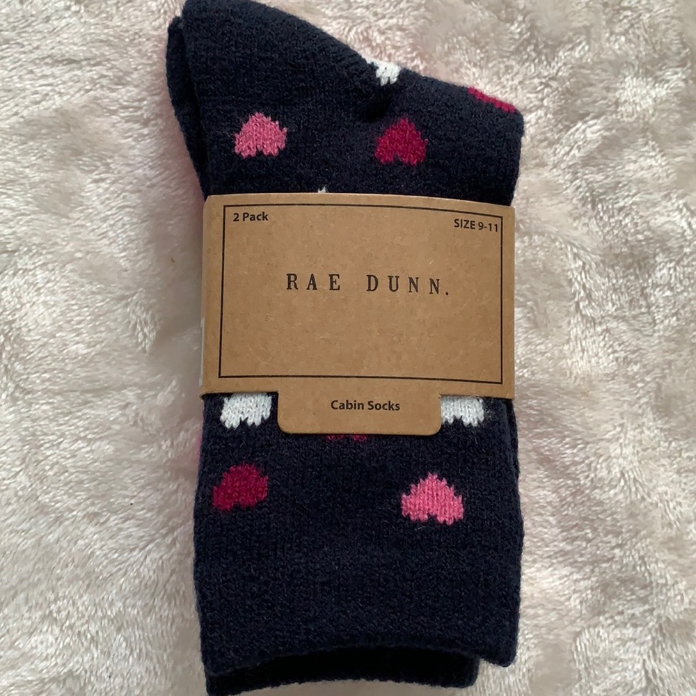 NWT Rae Dunn Kindness Rules Hearts Cabin Girls Socks